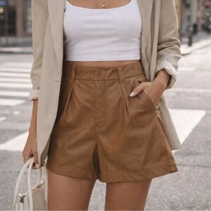 Abercrombie & Fitch Vegan Faux Leather Shorts Light Brown Size Small
